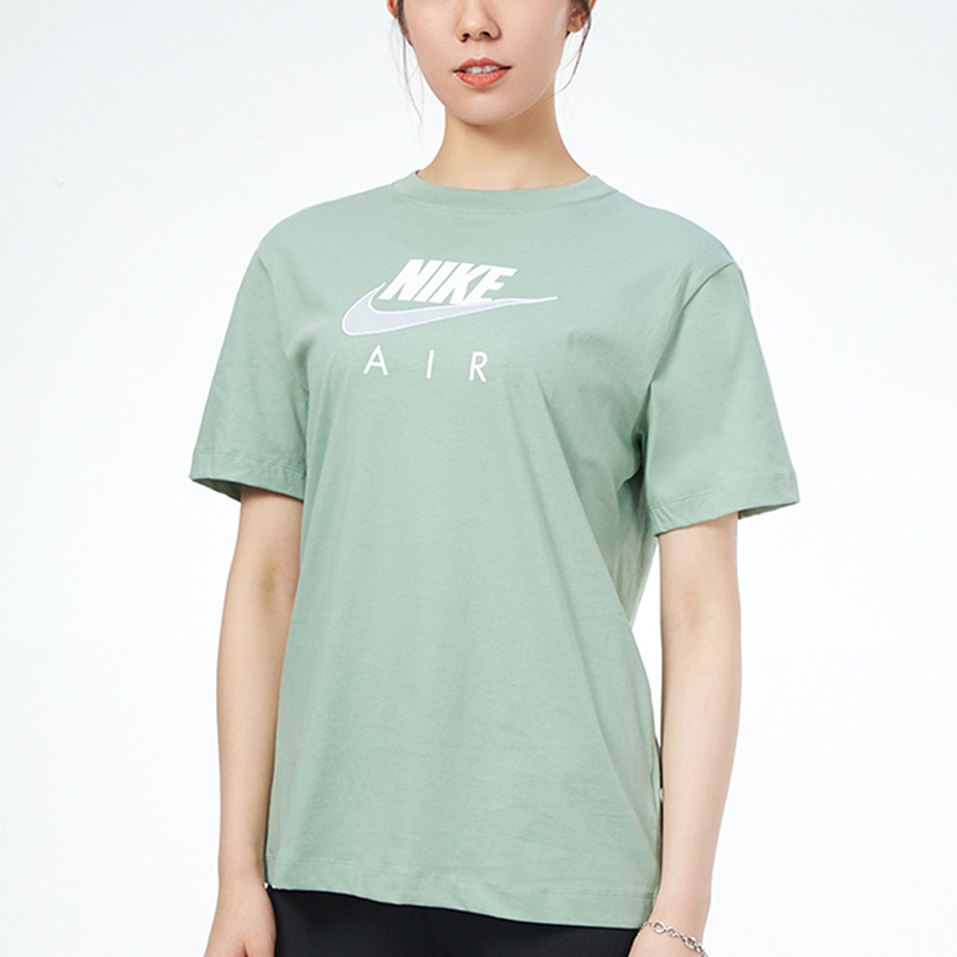 (WMNS) Nike Air Logo Casual Sports Short Sleeve Green CZ8615-006
