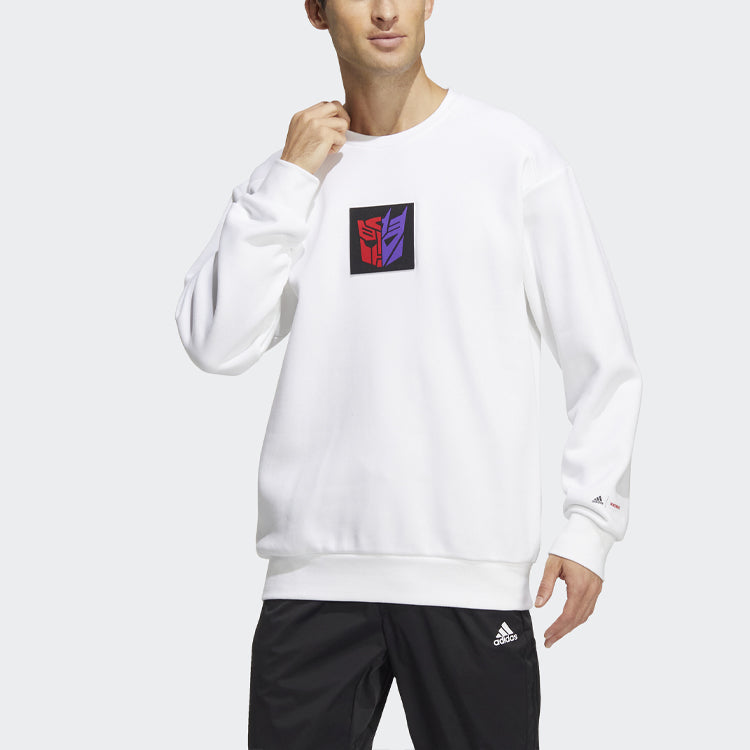 adidas x Transformers Crossover Limited Pattern Printing Round Neck Pullover Long Sleeves White HM7450