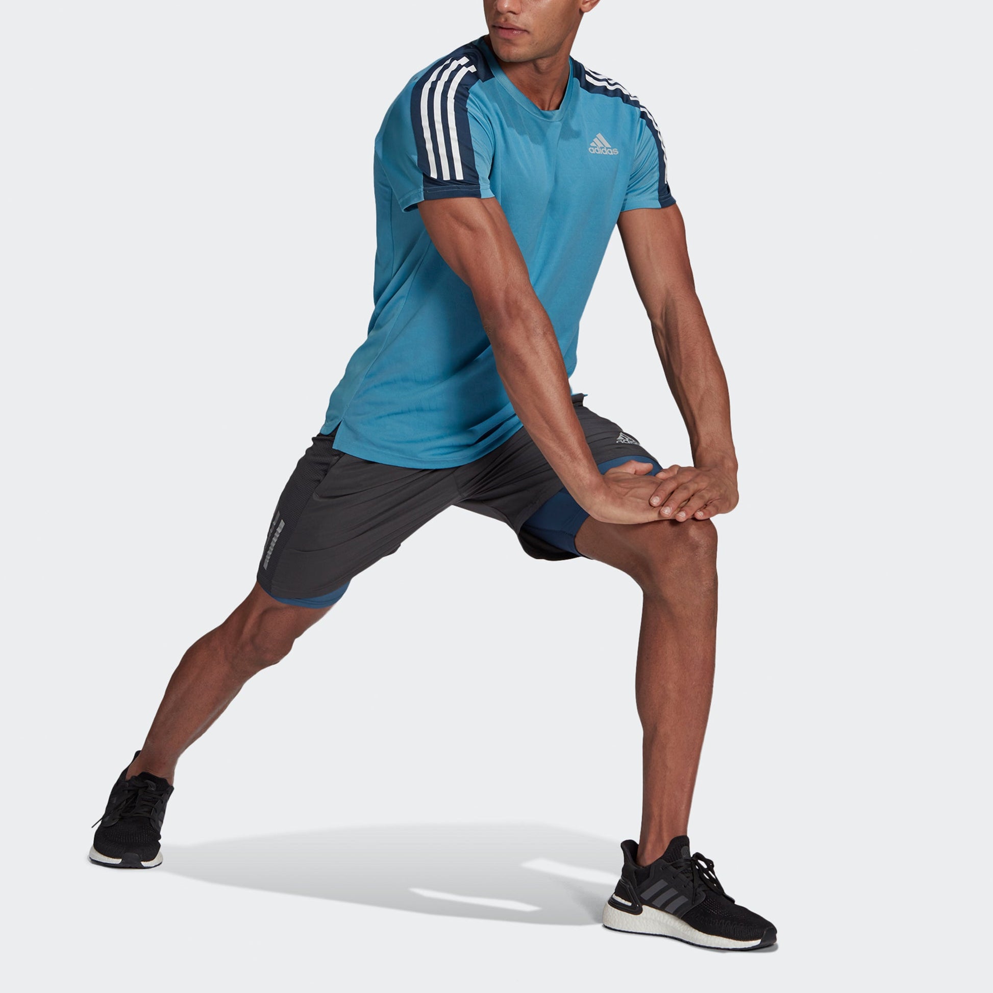adidas Own The Run Tee Running Sports Round Neck Short Sleeve Blue GM6003