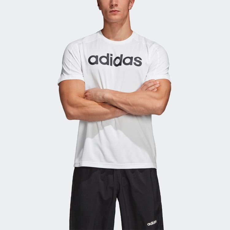 adidas Casual Sports Round Neck Training Short Sleeve White DU1234