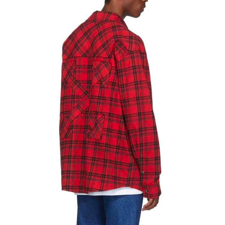 Off-White c/o Virgil Abloh Flannel Check Shirt For Men Red OMGA098R20G710212001