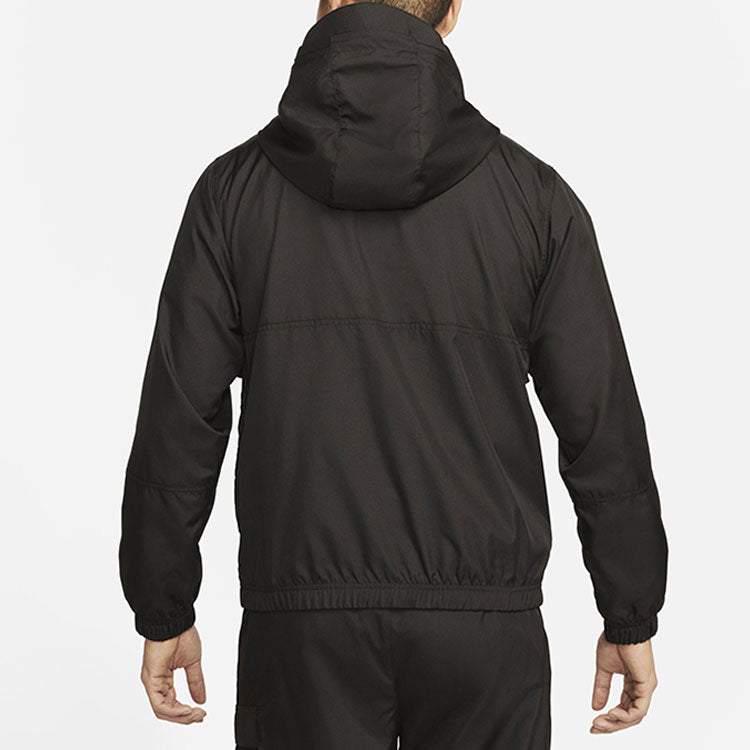Air Jordan Logo Printing Loose Hooded Half Zipper Jacket Asia Sizing 'Black' DJ0247-010