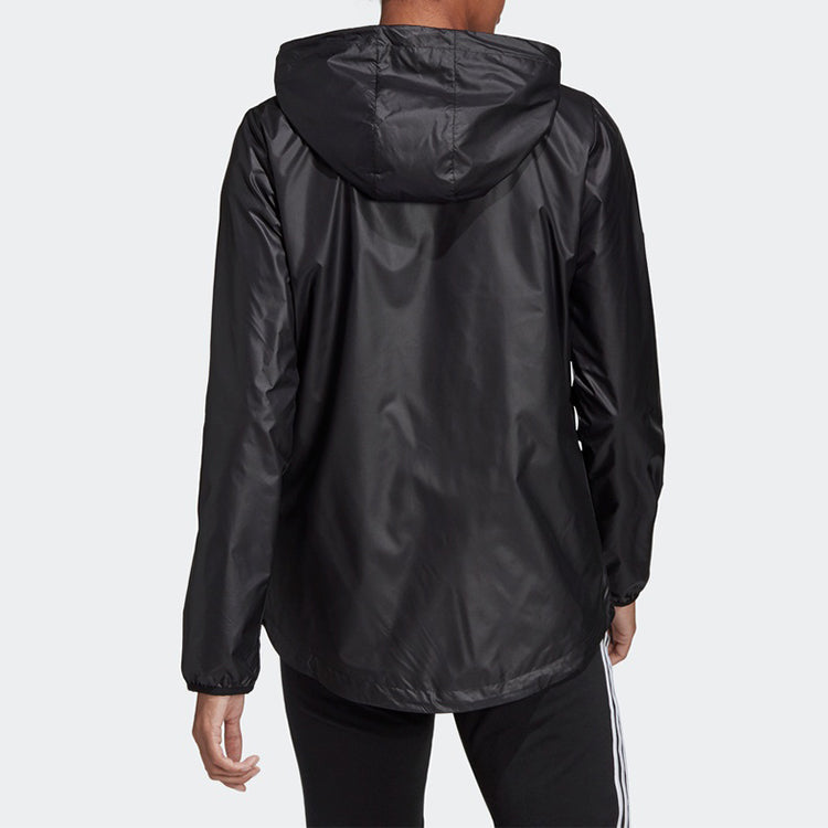 (WMNS) adidas E Lin Windbr Letter Logo Printing Hooded Jacket Black DP2408
