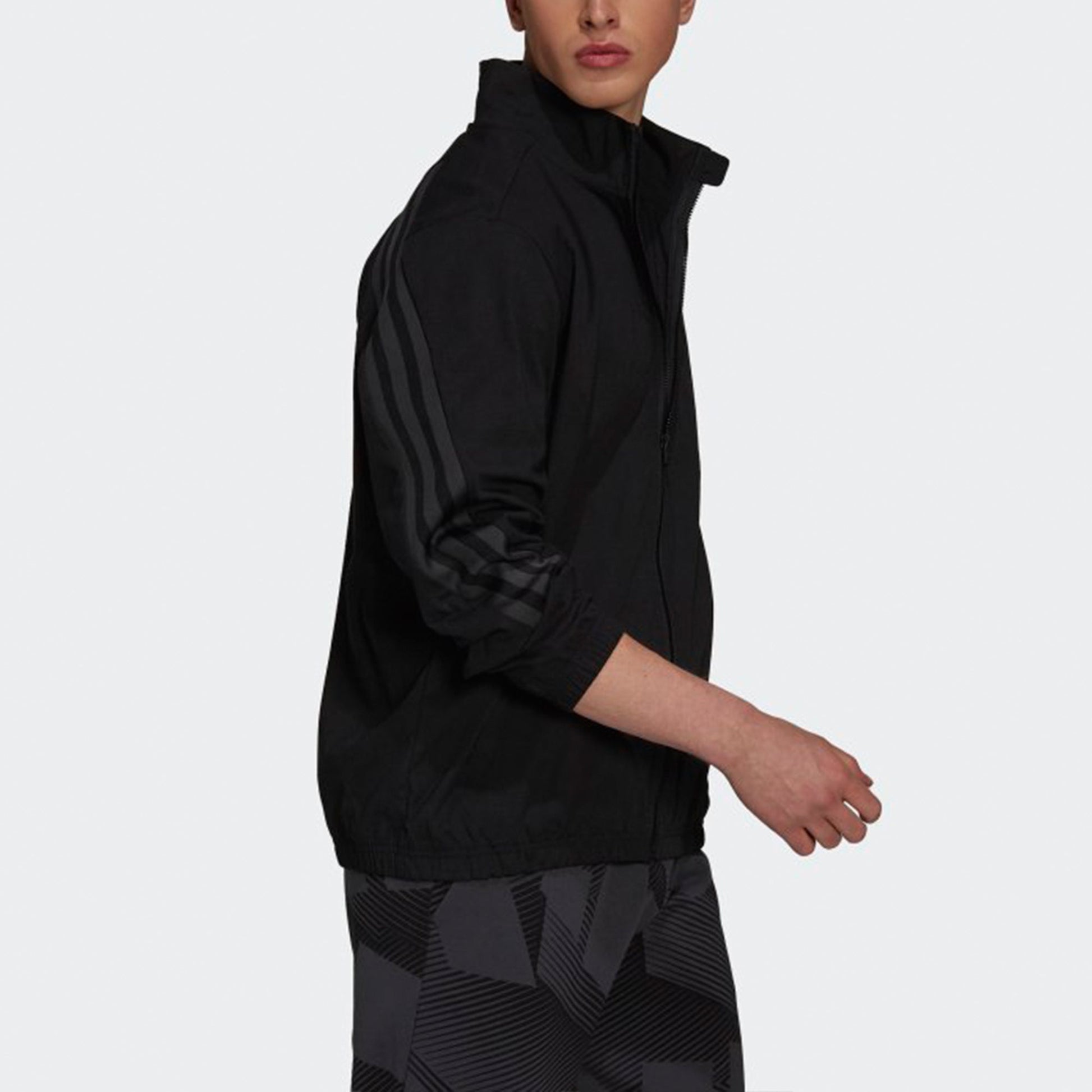 adidas M Future Icon Stripe Woven Stand Collar Sports Logo Jacket Black H21534