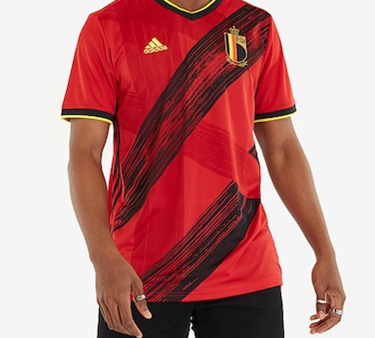 adidas Belgium National Team Home Fan Edition Sports Short Sleeve Jersey Red EJ8546