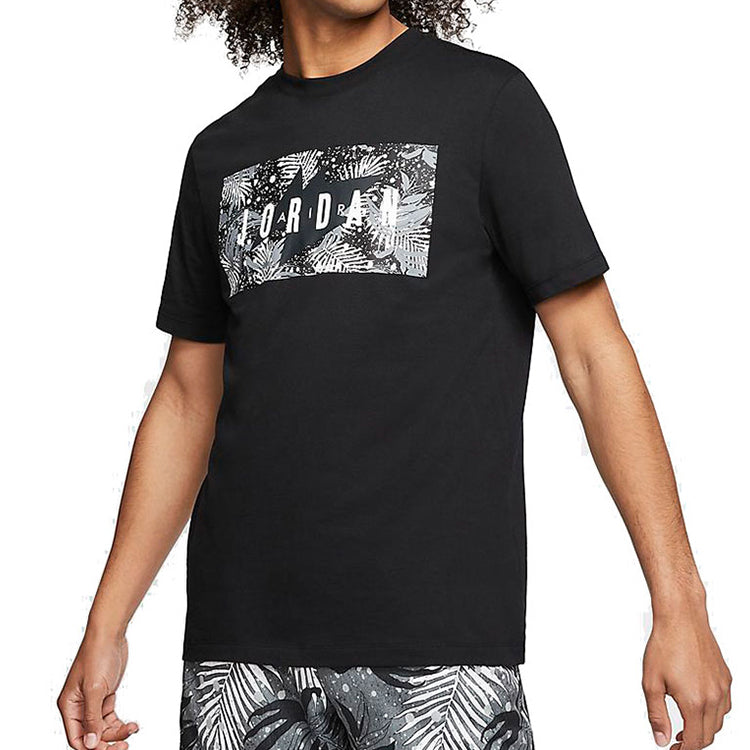 Air Jordan Poolside Flowers Alphabet Printing Short Sleeve Black CQ2061-010