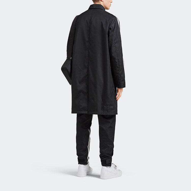 Men's adidas originals Contrasting Colors Stripe Lapel Long Sleeves Sports Jacket Black HN3988