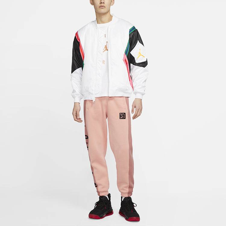 Air Jordan WINGS MA-1 Casual Sports Colorblock Stand Collar Jacket White CD5458-100