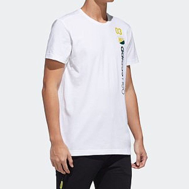 adidas neo Casual Cozy Sports Round Neck Short Sleeve White GK1525