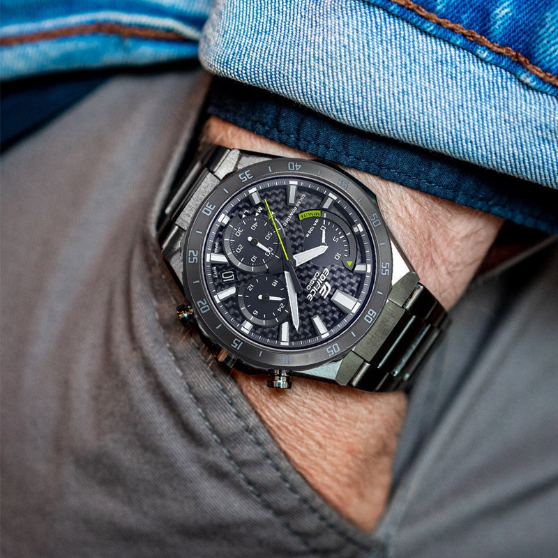 Men's CASIO EDIFICE Series Minimalistic Casual Watch Business Mens Black Analog EQS-930DC-1A