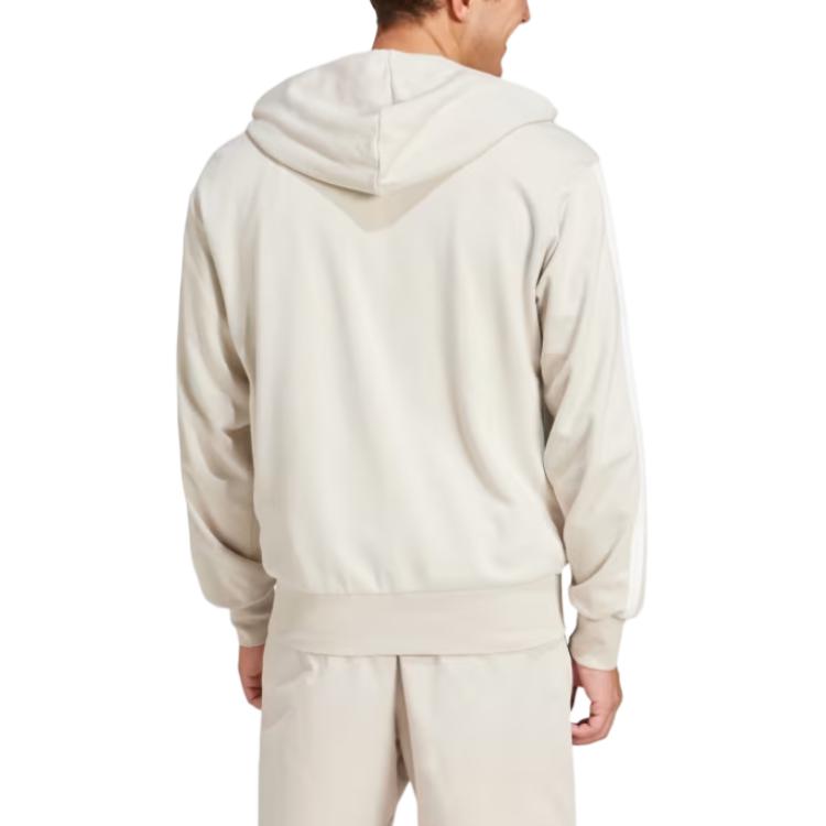 adidas Essentials 3-Stripes French Terry Full-Zip Jacket Asia Sizing 'Beige' JE6340