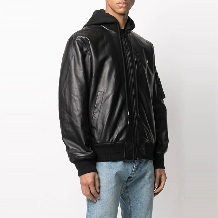 Off-White SS21 Printing Hooded Jacket Black OMJA056R21LEA0011001
