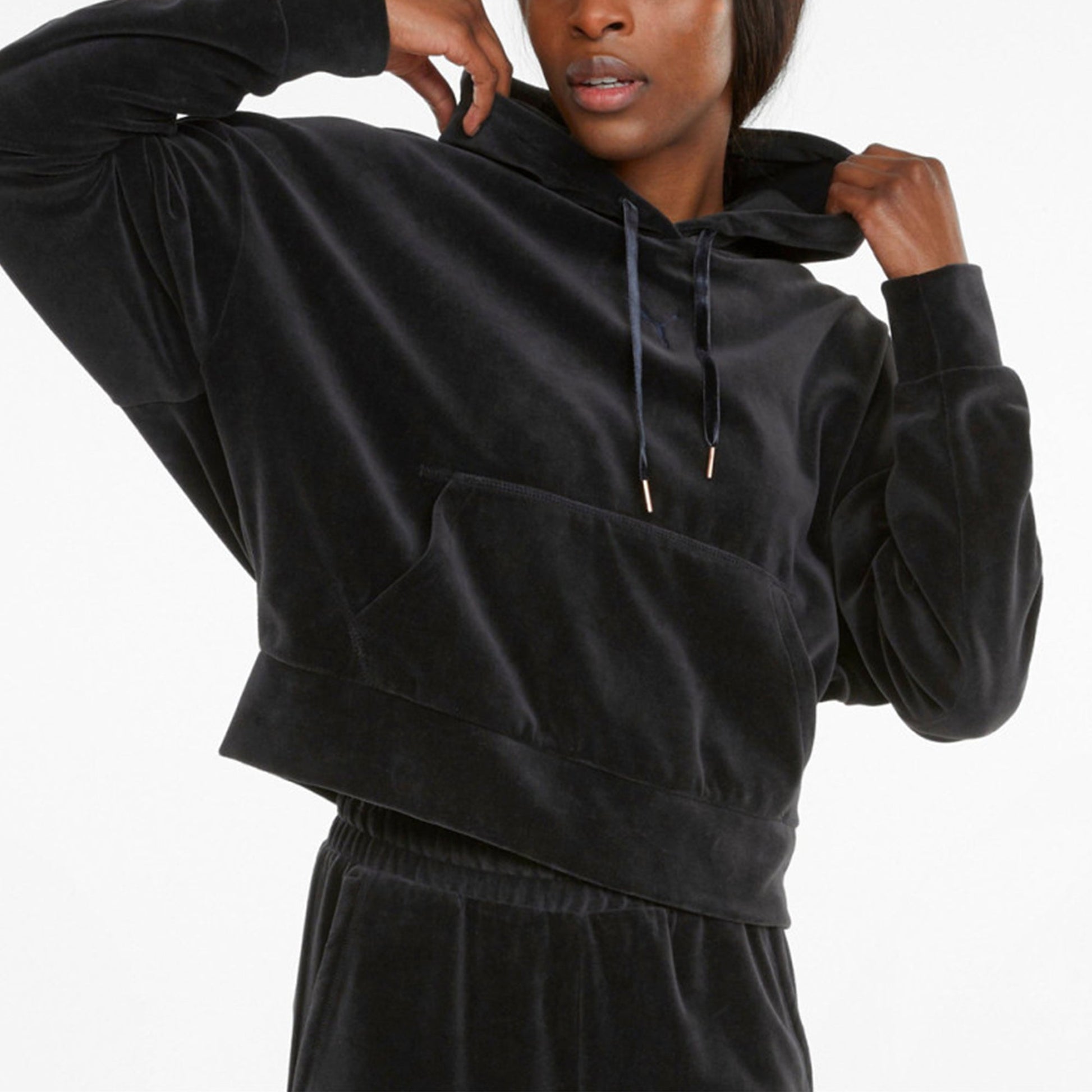 (WMNS) PUMA Her Velour Hoodie 'Black' 846417-01