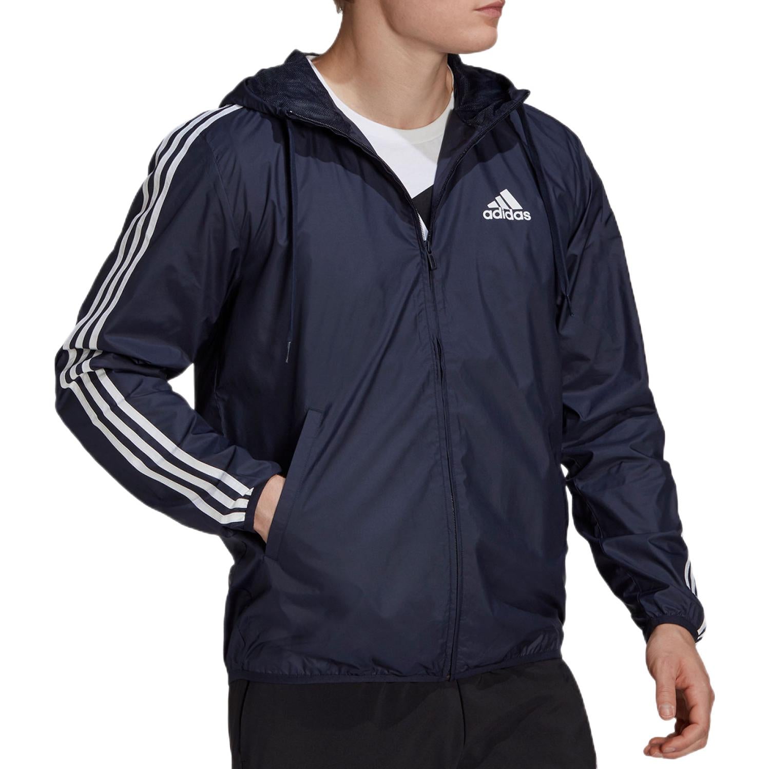 adidas Primegreen Essentials 3-Stripes Windbreaker Jacket 'Navy' GK9028