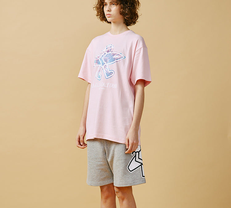 PJs Vigor Surf Pattern Tie Dye Printing Round Neck Short Sleeve Unisex Peach Pink 20SSTS1021-P