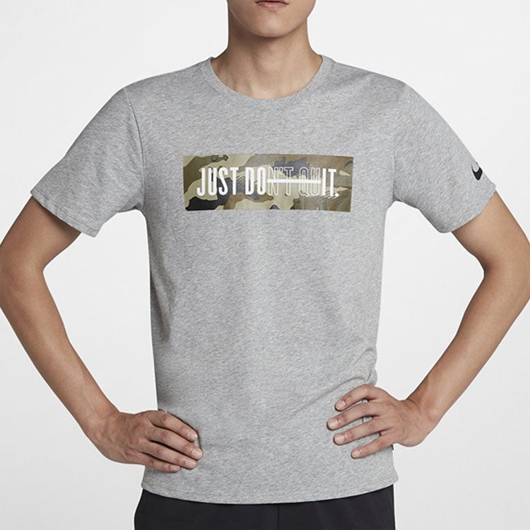 Nike Just Do It Printing Sports Quick Dry Short Sleeve Gray 923537-063