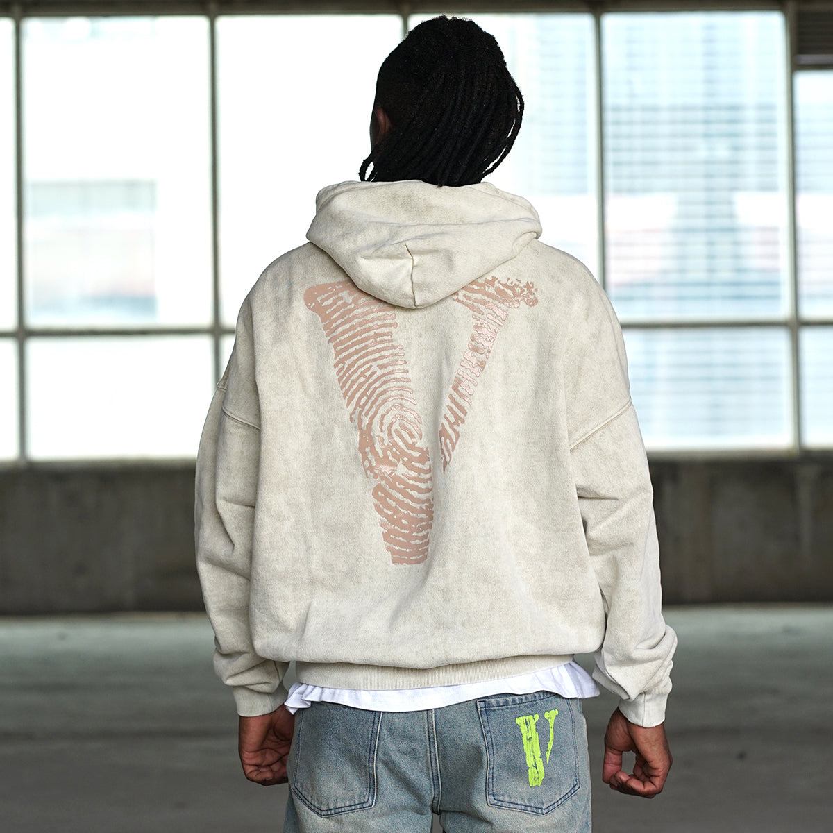 VLONE Finger Print Logo Hoodie 'Beige Red' VLHD24004-BE