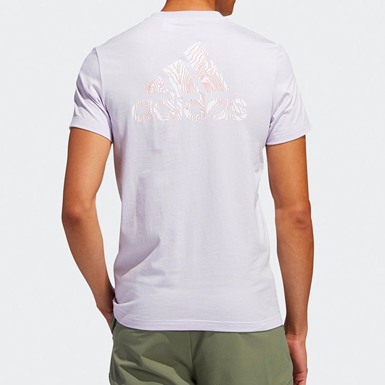 adidas SS20 Logo Printing Round Neck Short Sleeve Purple FM7538