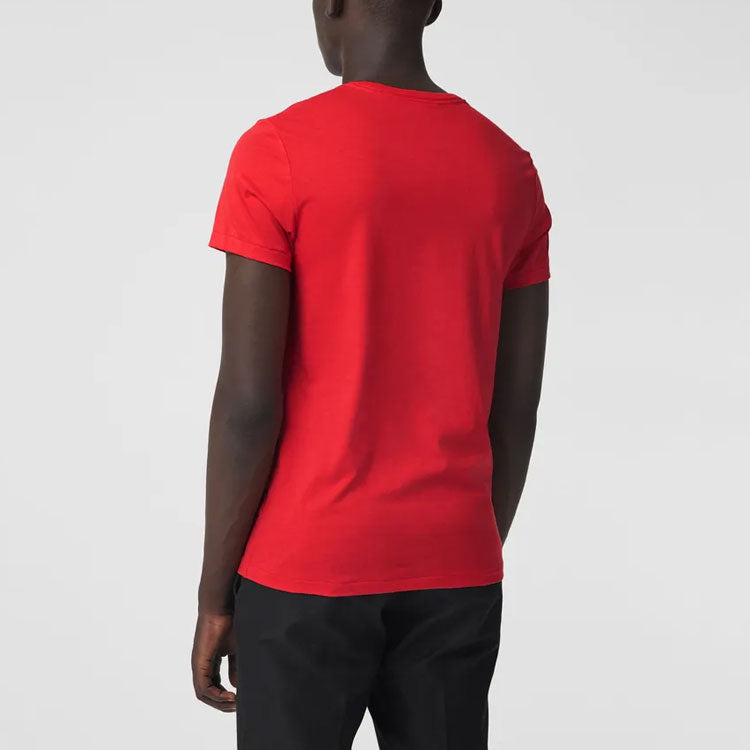 Men's Burberry Cotton Round Neck Short Sleeve Red 80024181