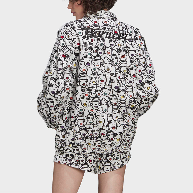 (WMNS) adidas Originals x Fiorucci Face logo Print Jacket 'Black White' FL4136