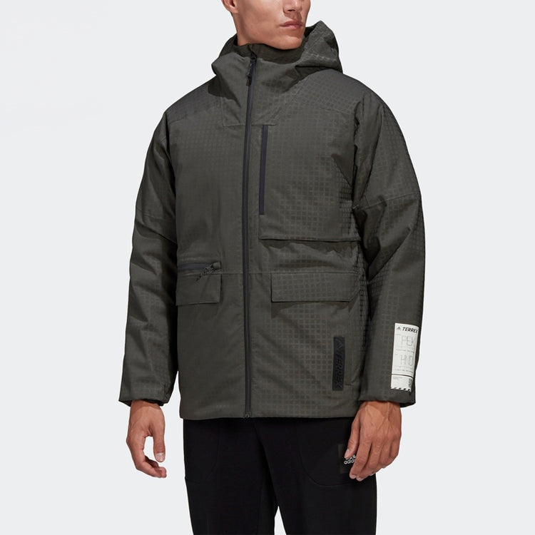 adidas Cap 3in1 R.r J Outdoor Windproof hooded down Jacket Brown GF0039
