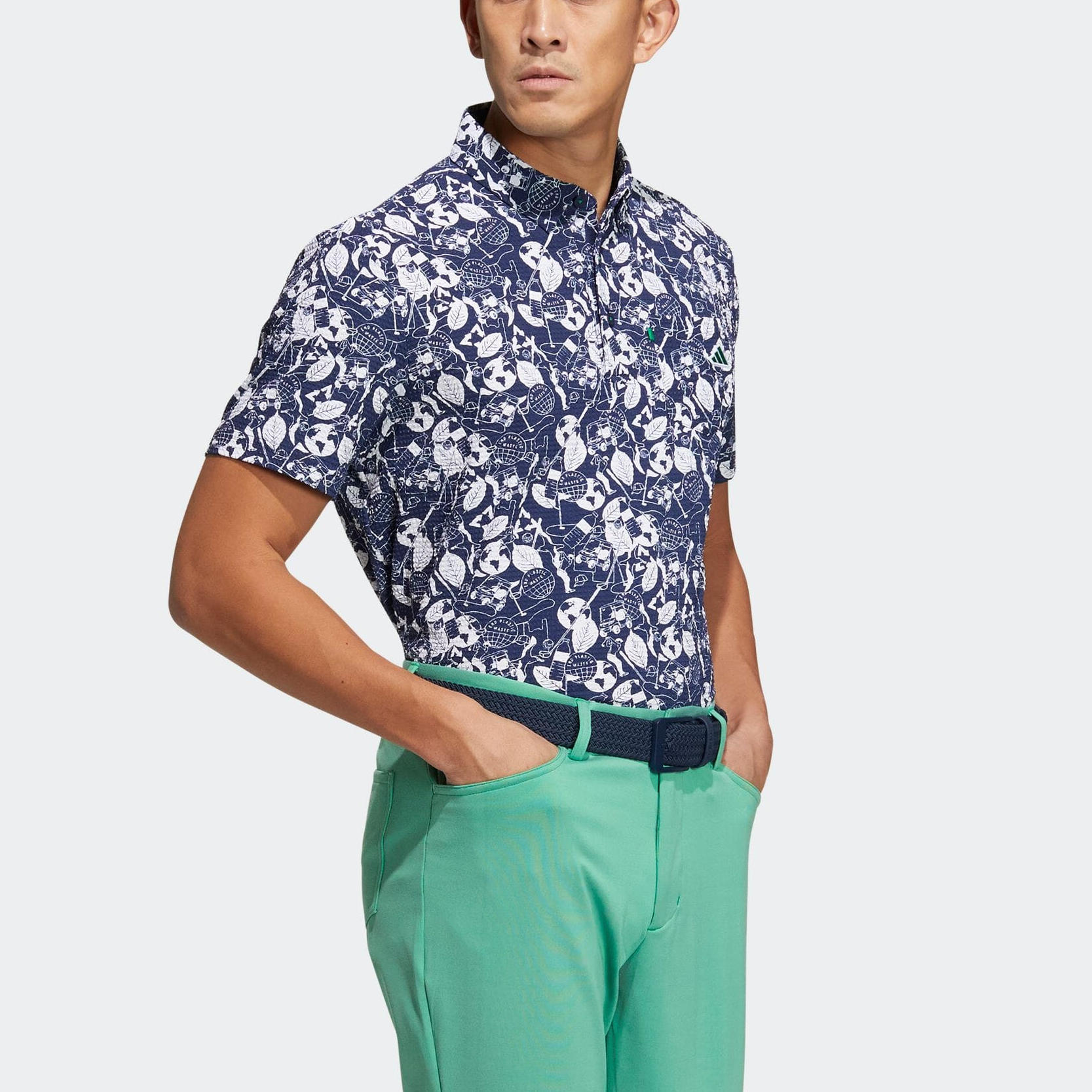adidas Play Green Graphic Golf Polo Shirt 'Blue White' HS9055