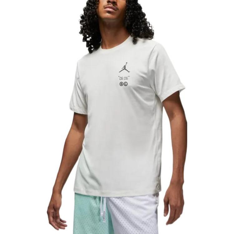 Air Jordan Solid Color Round Neck Pullover Brand Alphabet Pattern Short Sleeve T-Shirt Men's White DM1431-133