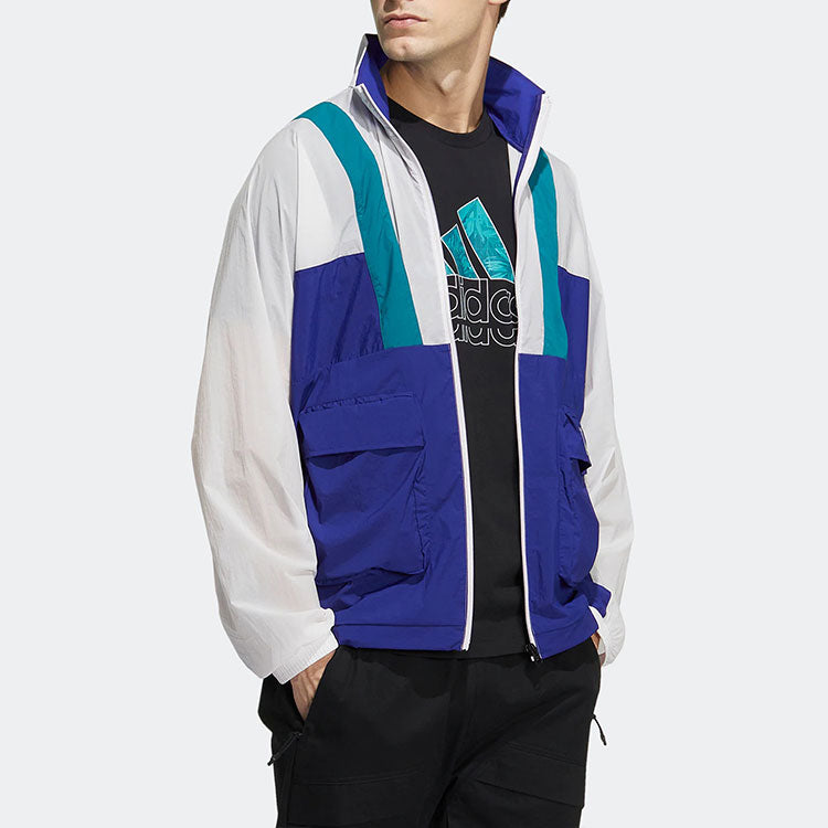 adidas originals St Ltwind Wvjk Casual Breathable Sports Stand Collar Jacket Blue White HE9931
