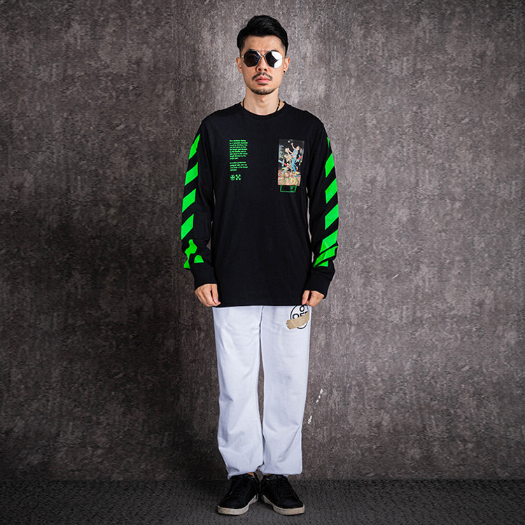 Off-White Printing Round Neck Long Sleeves Version Black OMAB001R201850141088