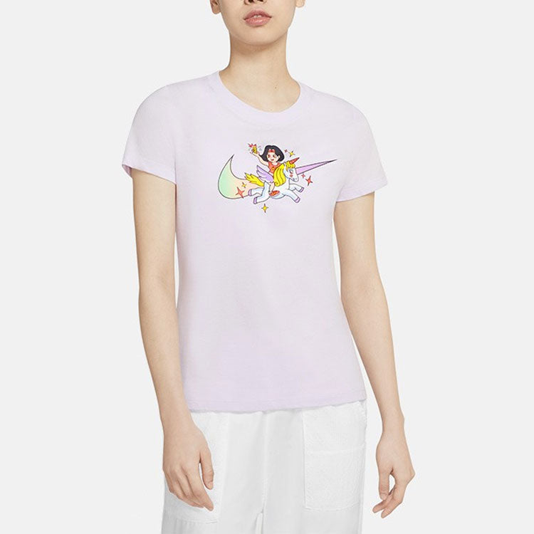 (WMNS) Nike Cartoon Logo Short Sleeve 'Purple' CW6758-571