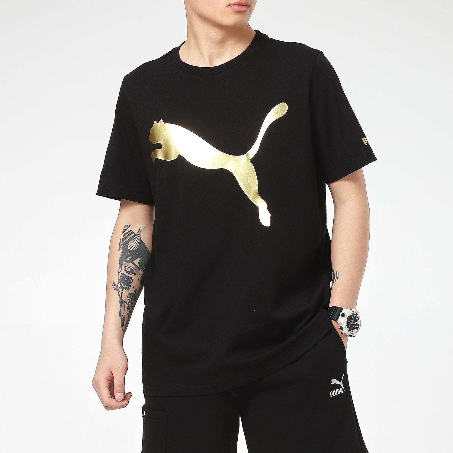PUMA Logo Foil Tee 'Black' 533191-01