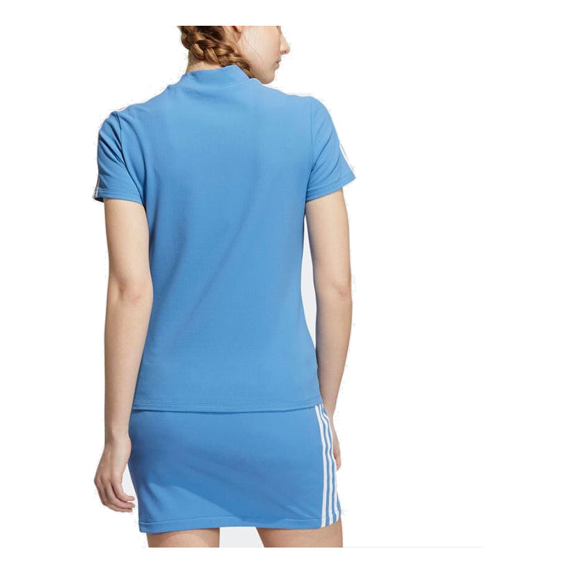 (WMNS) adidas 3-Stripes Mock Neck T-Shirt Asia Sizing 'Blue White' HA0211