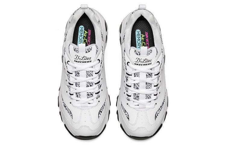 (WMNS) Skechers D'Lites 1.0 Low Top Sneakers White/Black 13169-WBK