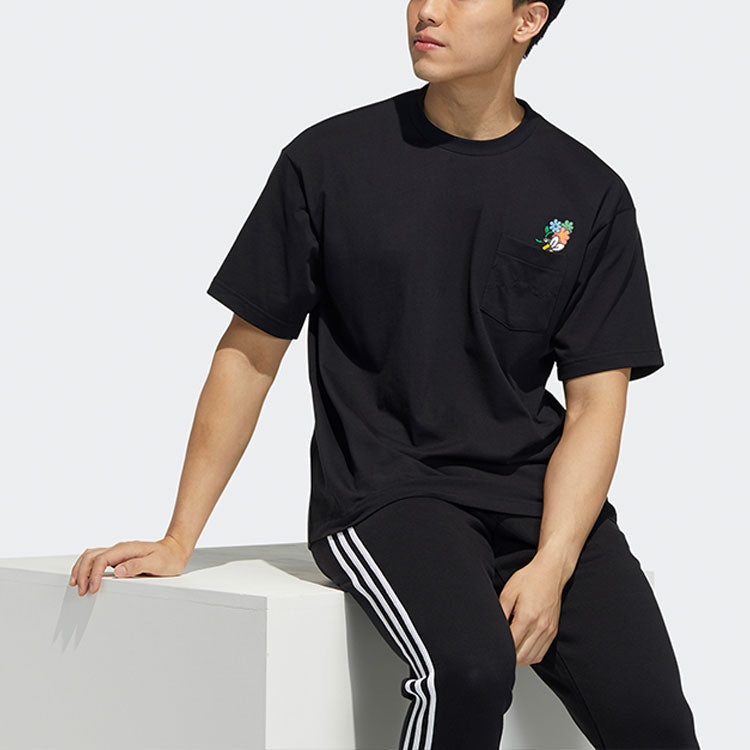 adidas originals Tee Ss Printed Sport Crew Neck Short Sleeve Men's Black HB6859