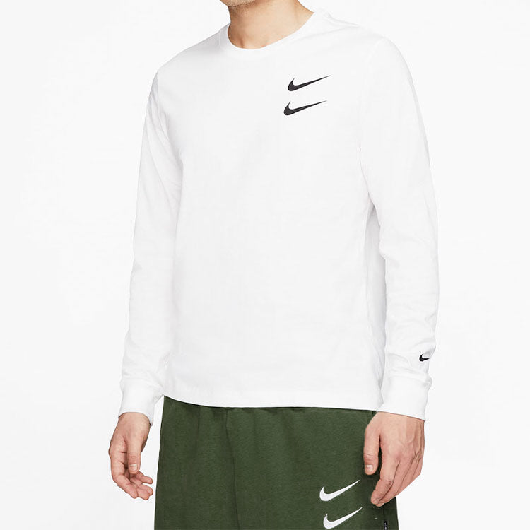 Nike MENS Swoosh Casual Sports Double-Hook Crew-neck Long Sleeve White DB6156-100