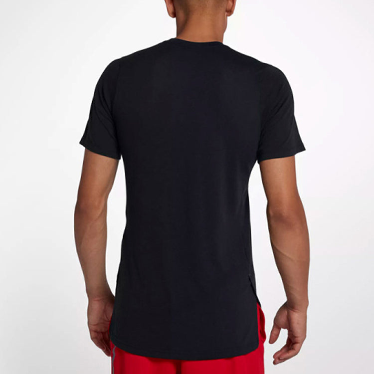 Nike Breathe Elite Basketball Sports Quick Dry Round Neck Short Sleeve Black 891685-010