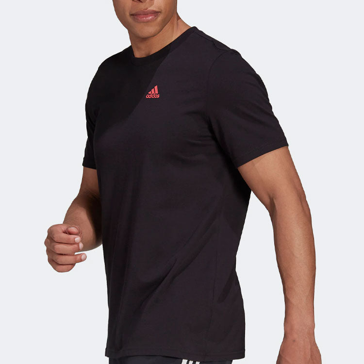adidas Solid Color Logo Round Neck Short Sleeve Unisex Black HA0976