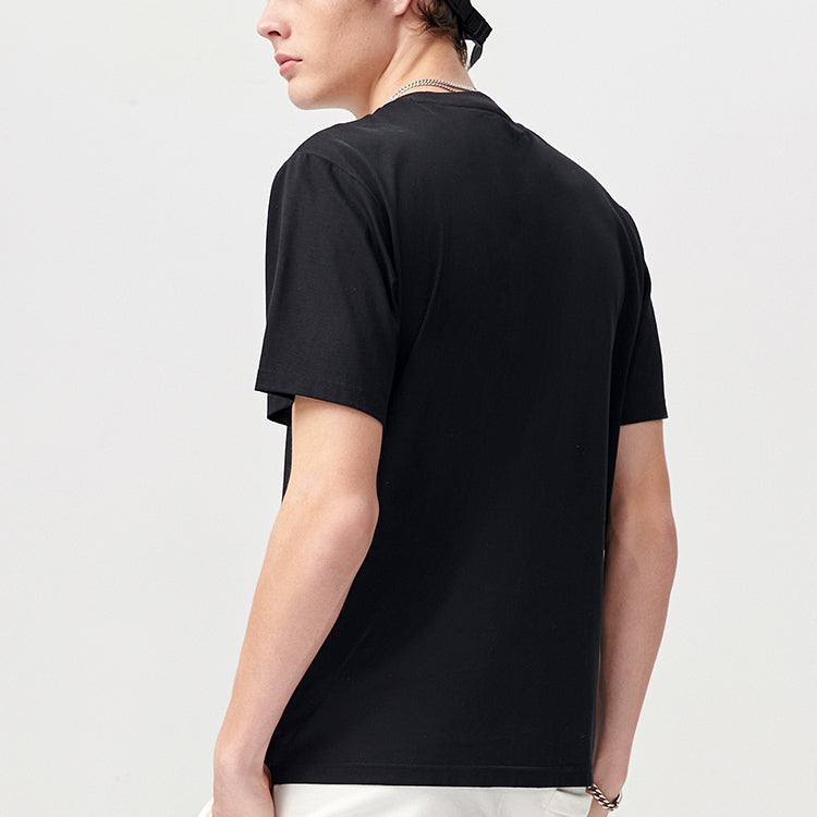Men's FILA FUSION Logo Printing Round Neck Short Sleeve Black T11M121101F-BK