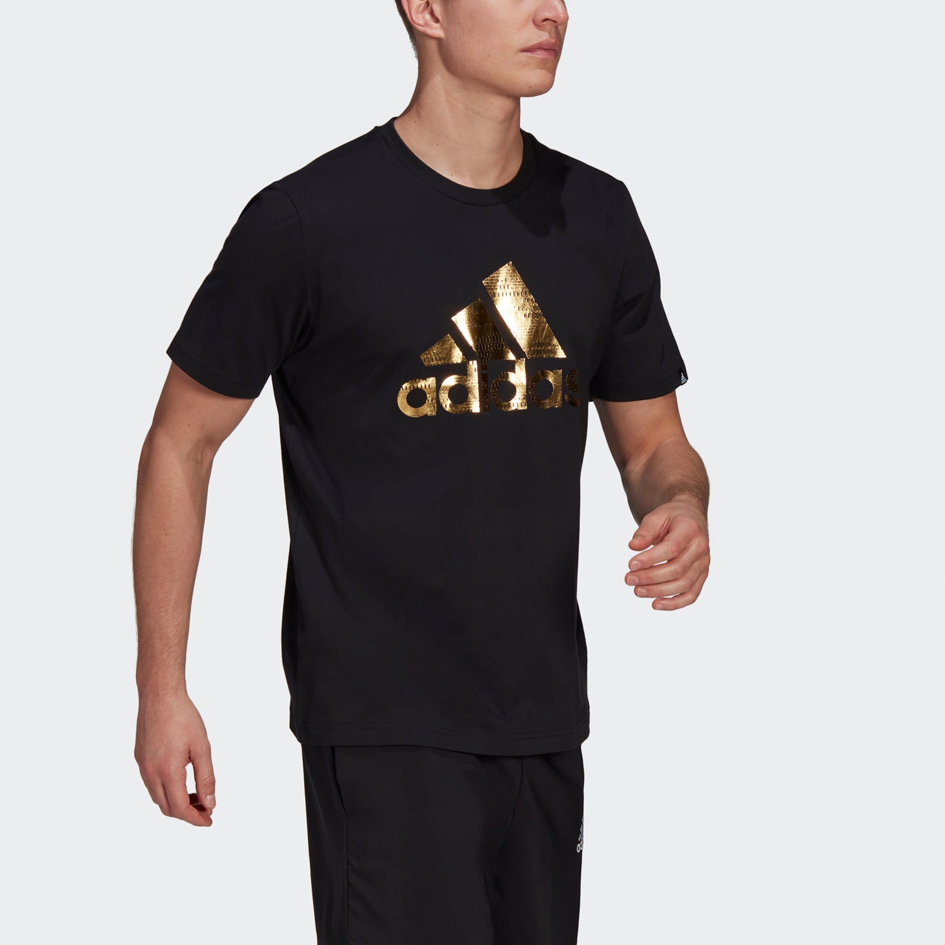 adidas M Fl Lg T Bronzing Logo Printing Sports Short Sleeve Black GV2913