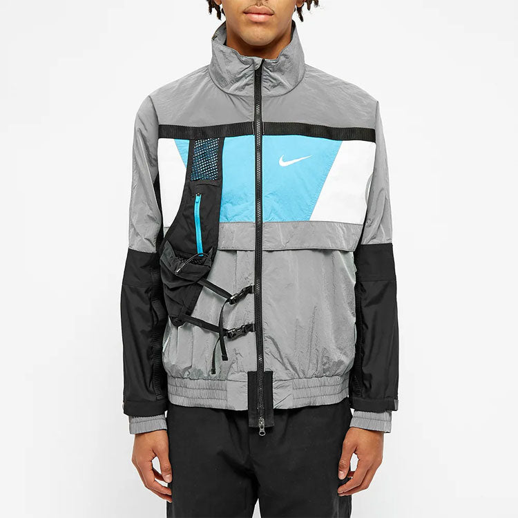 Men's Nike ISPA Series 3M Reflective Zipper Pocket Casual Jacket Windbreaker Gray 'Wolf Grey Black Blue' CD6368-012