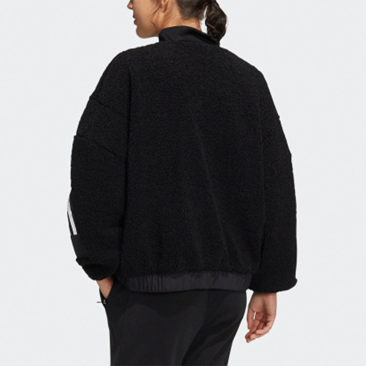 (WMNS) adidas Contrasting Colors Stripe Jacket Black HM7455