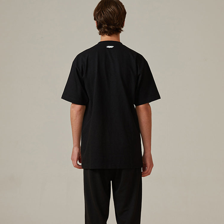 PJs Vigor Alphabet Embroidered Leopard print Short Sleeve Unisex Black 20SSTS1013-P