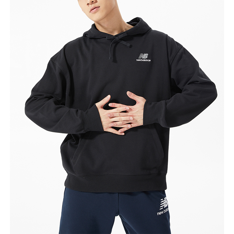 New Balance Logo Embroidered Drawstring Sports Pullover Couple Style Black UT21500-BK
