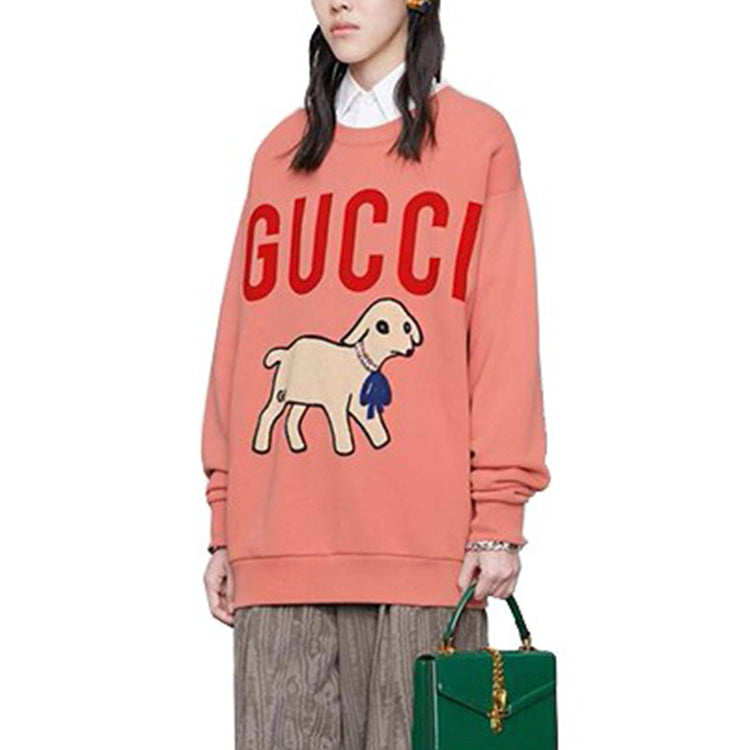 (WMNS) Gucci Oversize Sweatshirt With Lamb Patch 'Pink' 469250-XJBUE-5774