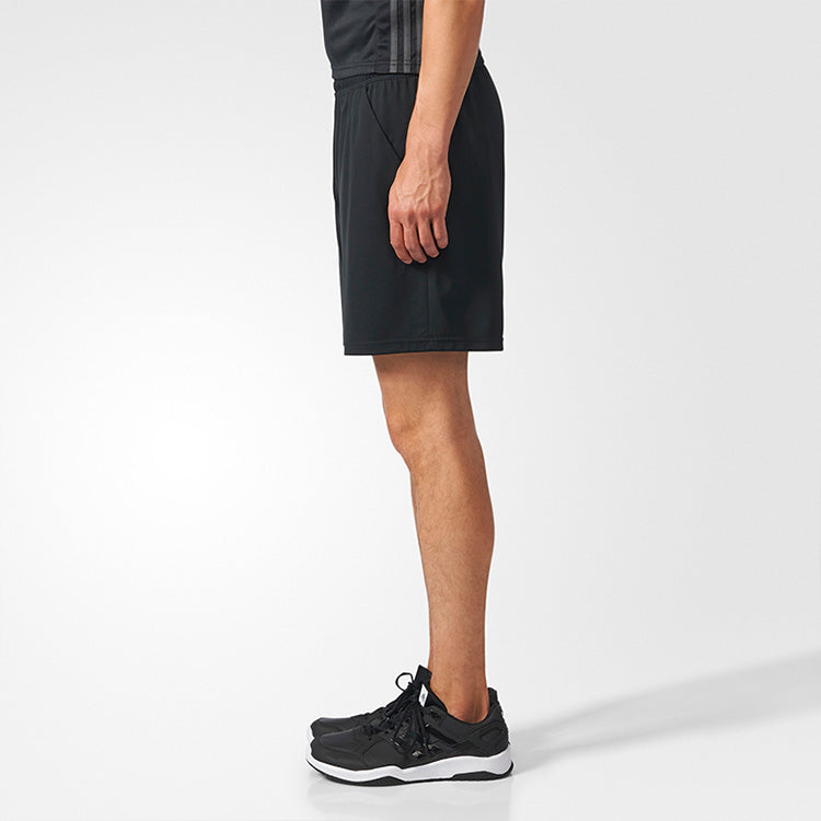 adidas Solid Color Elastic Waistband Casual Shorts Black BR2565
