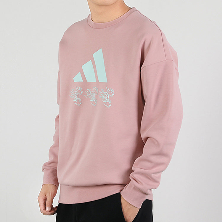 adidas Sports Round Neck Long Sleeves Pullover Pink Red GM4447