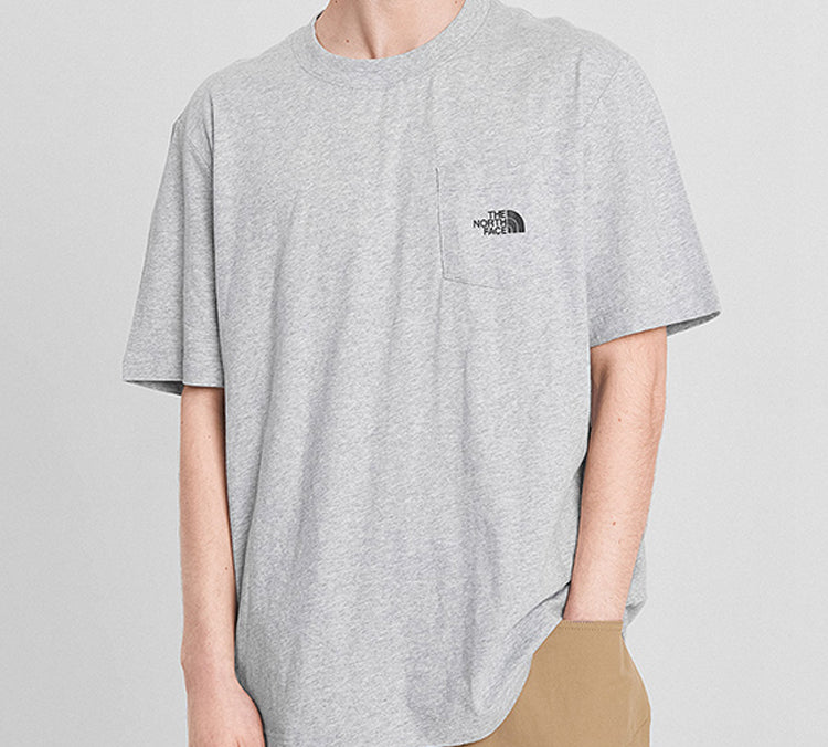 Men's THE NORTH FACE Classic Small Logo Printing Pocket Short Sleeve Gray 4NFN-DYX