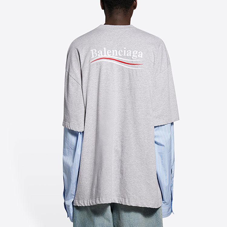 Balenciaga Political Campaign Layered T-Shirt 'Grey' 671401TKVJ11379