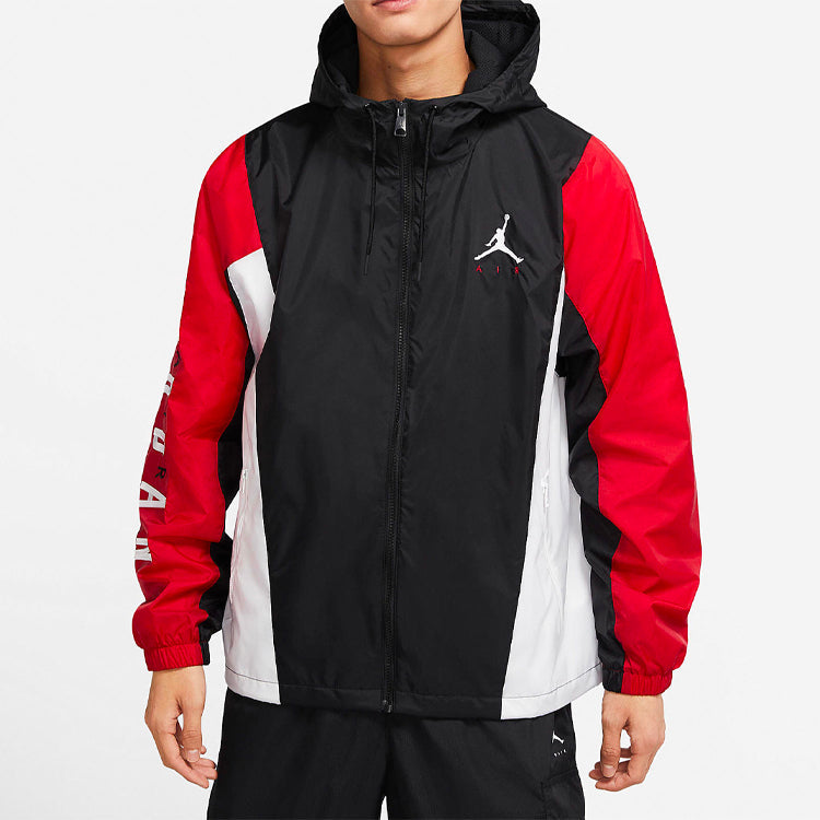 Men's Air Jordan Windproof Casual Sports Colorblock Hooded Training Logo Woven Jacket Autumn Black DQ8642-010