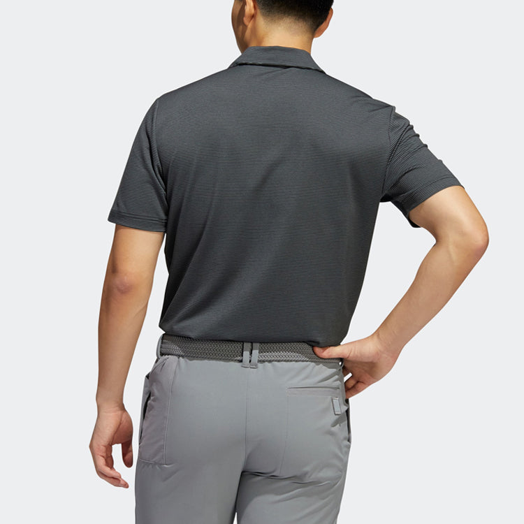 adidas Ottoman Stripe Golf Polo Shirt 'Black Grey' HA9165
